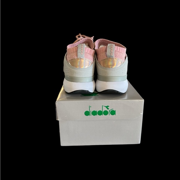 Diadora - Pink/Gray Knit Lace-Up Sneakers - Size 8 - Picture 3 of 8